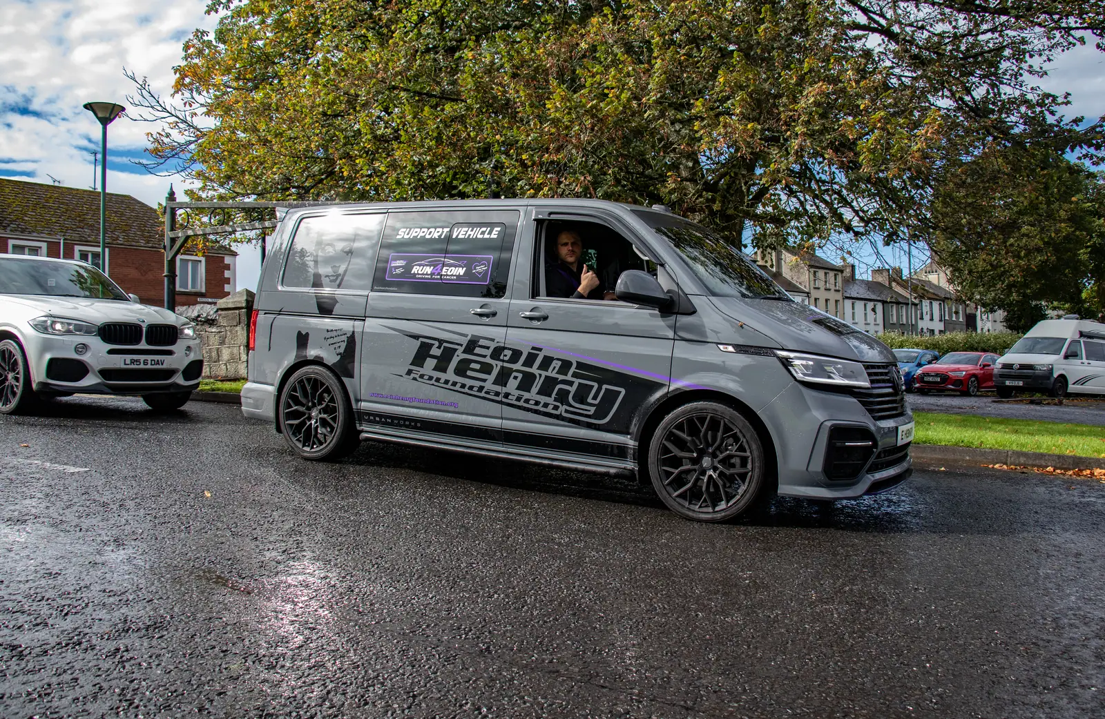 The Eoin Henry Foundation VW Transporter support van in Enniskillen on Run 4 Eoin 2026
