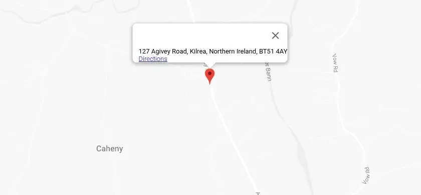 Map showing 127 Agivey Road, Kilrea